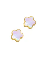 Adornia White Mother Of Pearl Clover Stud Earrings