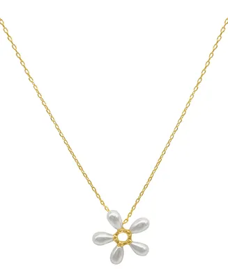 Adornia Floral Imitation Pearl Pendant Necklace