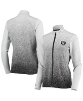 Women's Antigua White and Black Las Vegas Raiders Guide Full-Zip Jacket