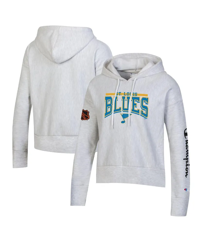 Women's Champion Heathered Gray St. Louis Blues Reverse Weave Pullover Hoodie