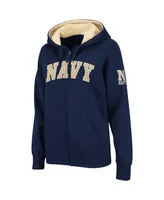 Women's Navy Midshipmen Arched Name Full-Zip Hoodie