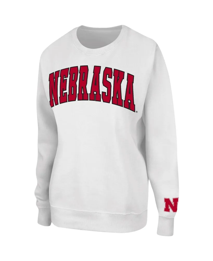 Women's Colosseum White Nebraska Huskers Campanile Pullover Sweatshirt