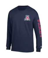 Men's Champion Navy Arizona Wildcats Team Stack Long Sleeve T-shirt