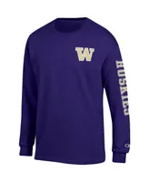 Men's Champion Purple Washington Huskies Team Stack Long Sleeve T-shirt