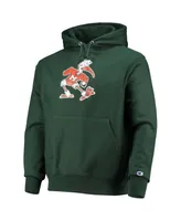 Men's Champion Green Miami Hurricanes Vault Logo Reverse Weave Pullover Hoodie