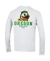 Men's Champion White Oregon Ducks Team Stack Long Sleeve T-shirt