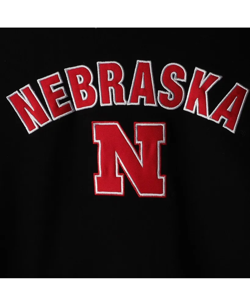 Women's Black Nebraska Huskers Arch & Logo 1 Pullover Hoodie