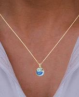 Enamel Peacock 18" Pendant Necklace in 14k Gold