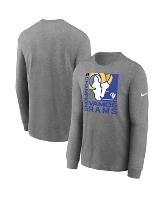 Men's Nike Heathered Charcoal Los Angeles Rams 2021 Nfc Champions Team Slogan Long Sleeve T-shirt