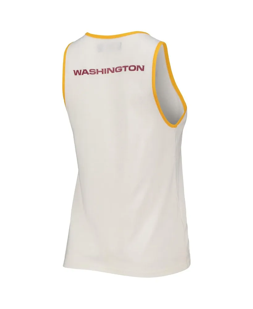 Women's White, Gold Washington Football Team Throwback Pop Binding Scoop Neck Tank Top