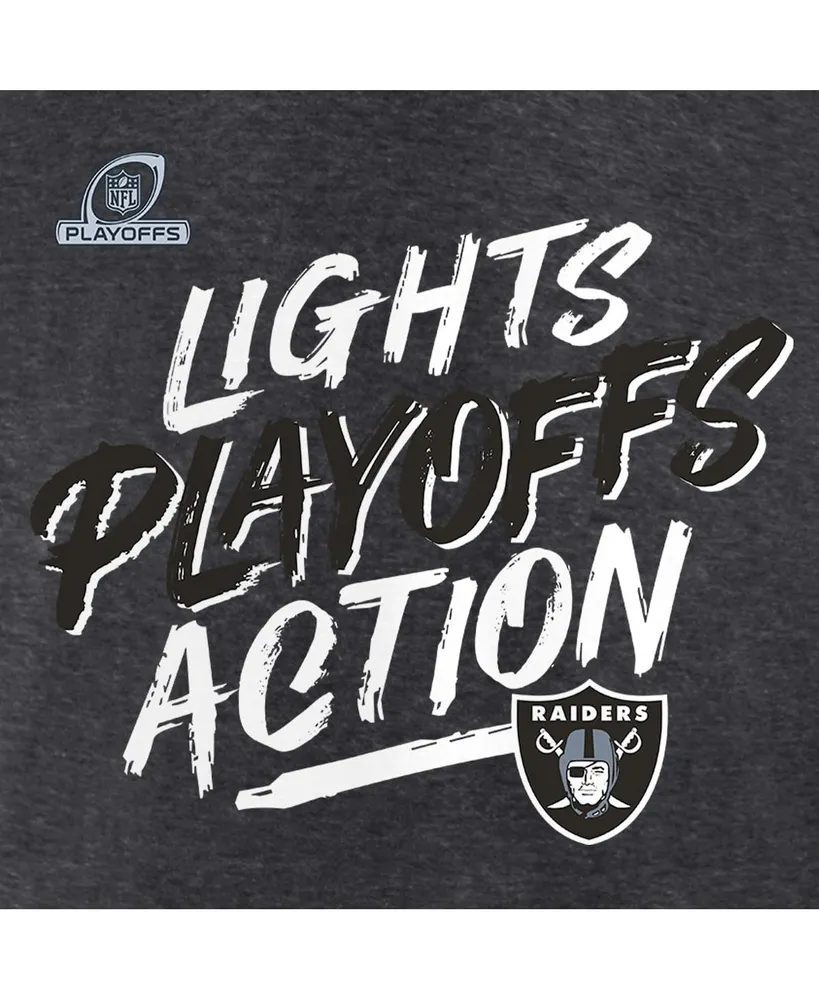 Men's Fanatics Heathered Charcoal Las Vegas Raiders 2021 Nfl Playoffs Bound Lights Action T-shirt