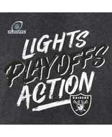 Men's Fanatics Heathered Charcoal Las Vegas Raiders 2021 Nfl Playoffs Bound Lights Action T-shirt