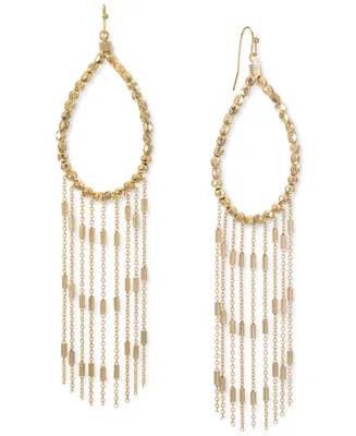 Style & Co Gold-Tone Beaded Pear-Shape & Fringe Statement Earrings, Created for Macy's