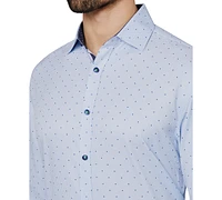 Men's Regular Fit Non-Iron Geo Print Performance Dress Shirt