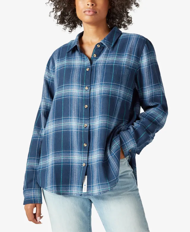 Lucky Brand Men's Plaid Zip-Front Hooded Overshirt