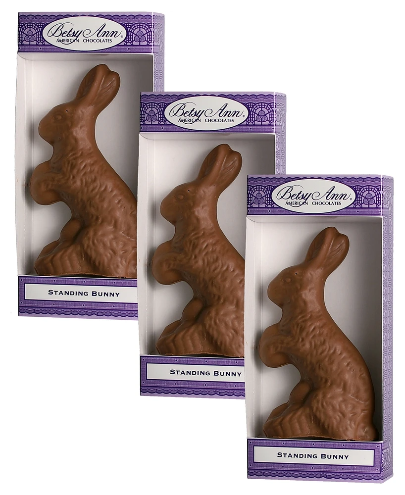 Betsy Ann Chocolates Milk Chocolate Standing Bunny, Set of 3