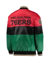 Men's Starter Red and Black Green Philadelphia 76ers History Month Nba 75th Anniversary Full-Zip Jacket