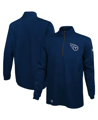 Men's New Era Navy Tennessee Titans Combine Authentic Overcome Quarter-Zip Sweatshirt