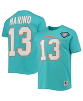 Men's Mitchell & Ness Dan Marino Aqua Miami Dolphins Retired Player Logo Name and Number T-shirt