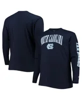 Men's Champion Navy North Carolina Tar Heels Big and Tall 2-Hit Long Sleeve T-shirt