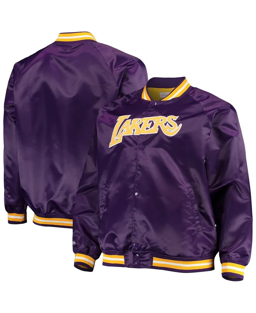 Men's Mitchell & Ness Purple Los Angeles Lakers Big and Tall Hardwood Classics Raglan Satin Full-Snap Jacket