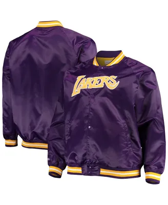 Men's Mitchell & Ness Purple Los Angeles Lakers Big and Tall Hardwood Classics Raglan Satin Full-Snap Jacket