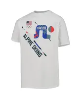 Big Boys White Team Usa Skiing Scattered Swatch T-shirt