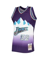 Men's Mitchell & Ness Karl Malone Purple Utah Jazz 1996-97 Hardwood Classics 75th Anniversary Diamond Swingman Jersey