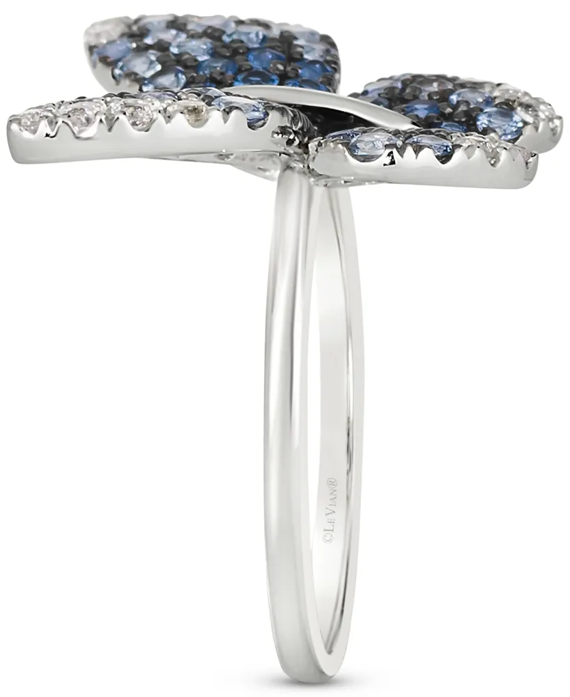 Le Vian Denim Ombre (1-3/4 ct. t.w.) & White Sapphire (1/3 ct. t.w.) Butterfly Ring in 14k White Gold