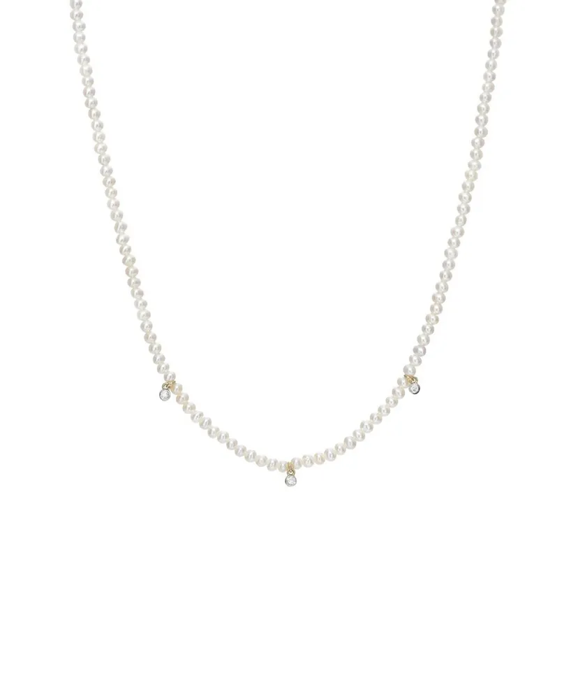 Zoe Lev Cultured Pearl Beaded with Diamond Bezel Necklace