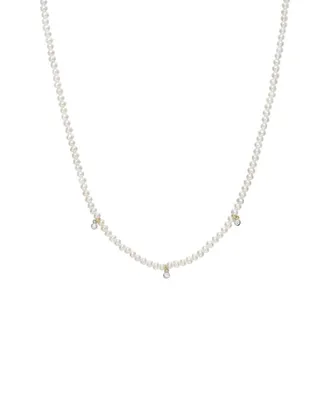 Zoe Lev Cultured Pearl Beaded with Diamond Bezel Necklace