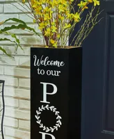 Glitzhome 30" Double Sided Solid Boxed 'Welcome to our Porch' Porch Sign