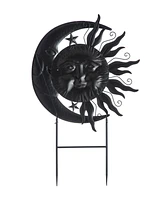 Glitzhome 36.25" Sun and Moon Yard Stake or Wall Decor