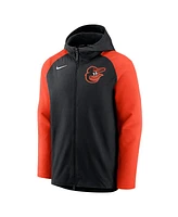 Men's Black, Orange Baltimore Orioles Authentic Collection Full-Zip Raglan Hoodie Performance Jacket