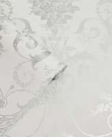 Laura Ashley Josette Metallic Silver Wallpaper - Silver