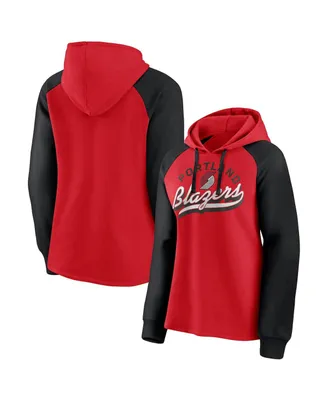 Women's Fanatics Red and Black Portland Trail Blazers Record Holder Raglan Pullover Hoodie