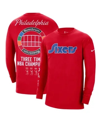 Men's Nike Red Philadelphia 76Ers 2021/22 City Edition Courtside Heavyweight Moments Long Sleeve T-shirt