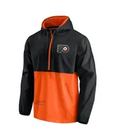 Men's Fanatics Black, Orange Philadelphia Flyers Thrill Seeker Anorak Half-Zip Jacket