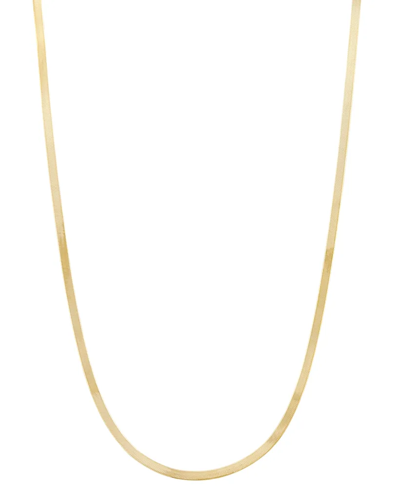 Italian Gold Herringbone Link Chain Necklace in 10k Gold, 16 + 2 extender