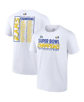 Men's Fanatics White Los Angeles Rams Super Bowl Lvi Champions Stacked Roster T-shirt