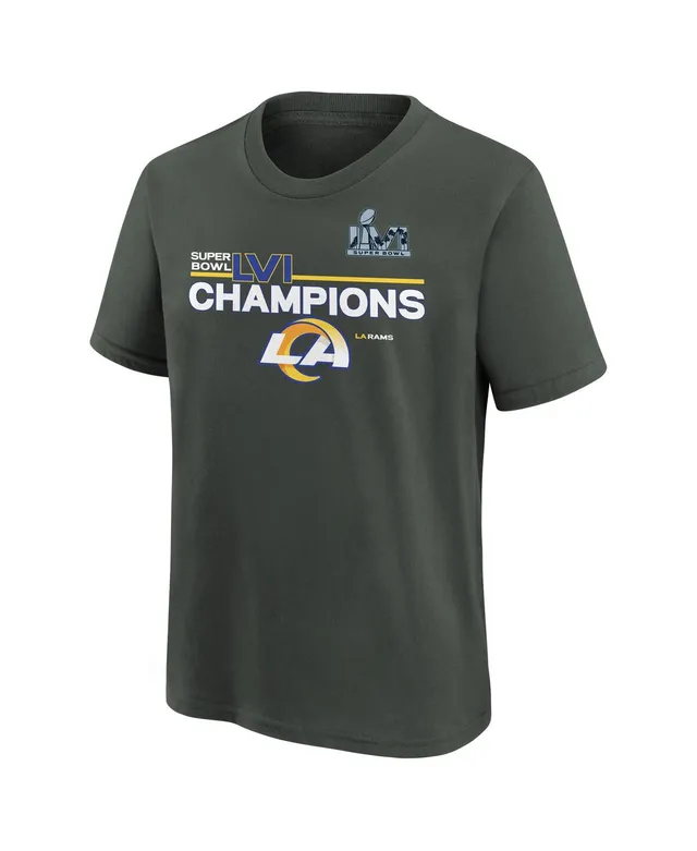 Women's Nike Anthracite Los Angeles Rams Super Bowl LVI Champions Roster T-Shirt Size: Small