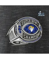 Women's Fanatics Heather Charcoal Los Angeles Rams Super Bowl Lvi Champions Ring Bling V-Neck T-shirt