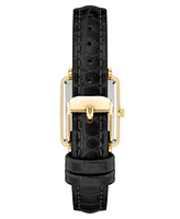 Anne Klein Women's Watch in Black Faux Leather with Gold-Tone Lugs, 24x36.3mm