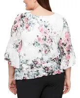 Alex Evenings Plus Floral-Print Blouse