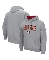 Men's Colosseum Heathered Gray Florida State Seminoles Arch and Logo 3.0 Pullover Hoodie