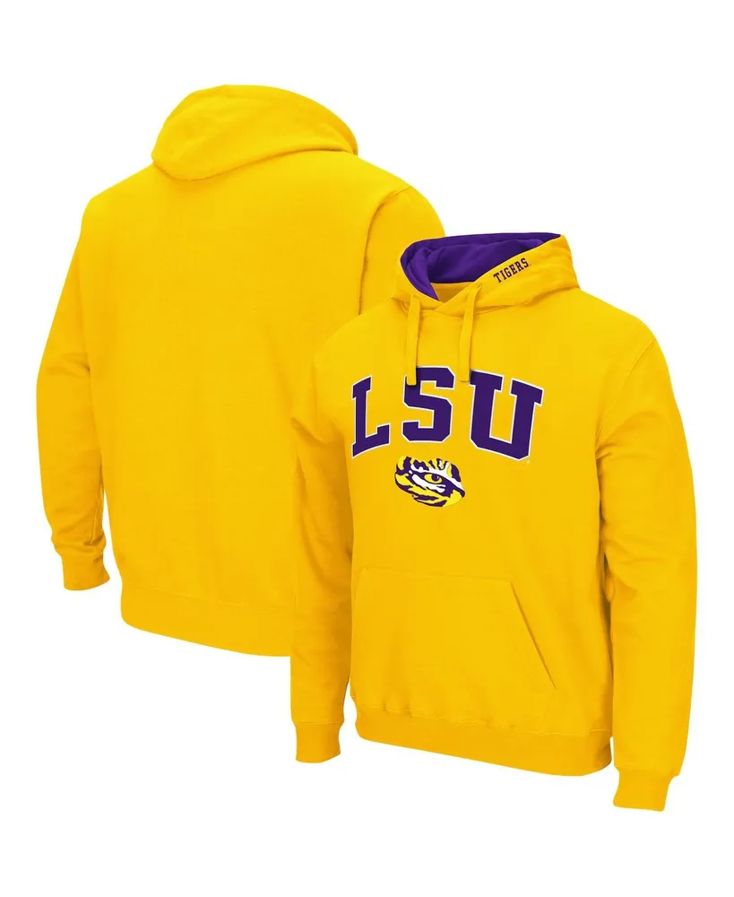 Men's Colosseum Gold Lsu Tigers Arch and Logo 3.0 Pullover Hoodie