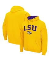 Men's Colosseum Gold Lsu Tigers Arch and Logo 3.0 Pullover Hoodie