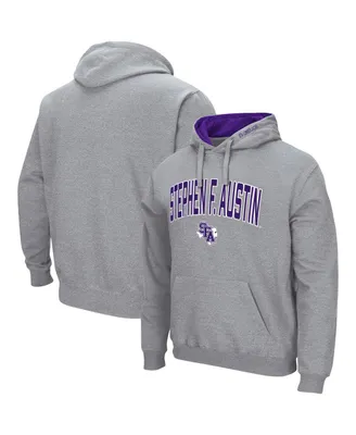 Men's Colosseum Heathered Gray Stephen F Austin Lumberjacks Arch and Logo Pullover Hoodie