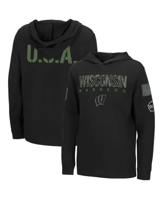 Big Boys Colosseum Black Wisconsin Badgers Oht Military-Inspired Appreciation Tango Long Sleeve Hoodie T-shirt
