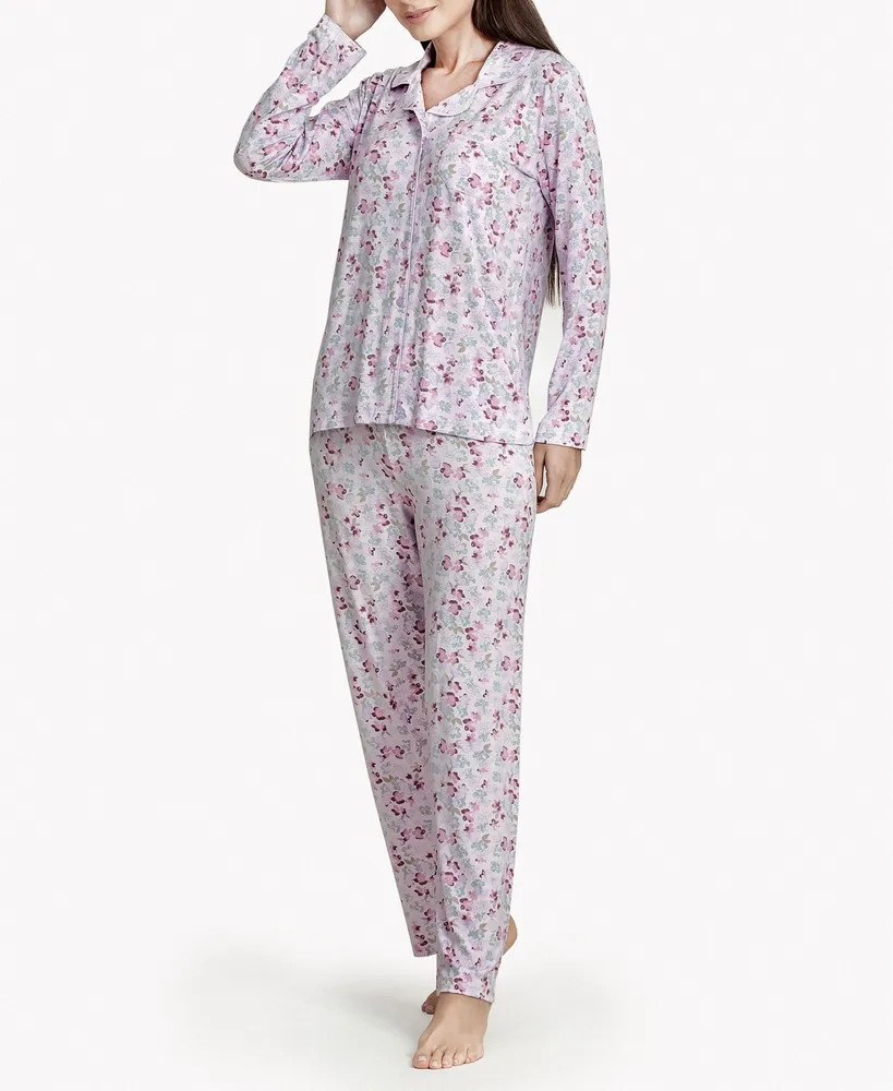 Mood Pajamas Ultra Soft Floral Short Sleeve Pajama Set